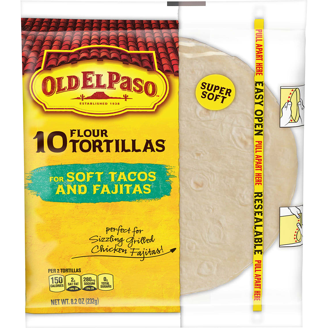 Old El Paso Flour Tortillas, Soft Tacos and Fajitas, 10 Count